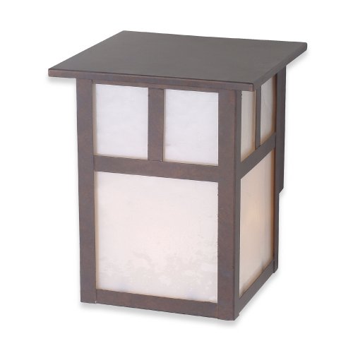 Royce Lighting RL148WP Weathered-Patina Outdoor Lantern-Style Wall Fixture with White Glass Panels