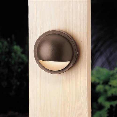 Kichler Lighting 15764AZT LED Half Moon Low Voltage Deck and Patio Light, Textured Architectural Bronze with Satin-Etched Lens