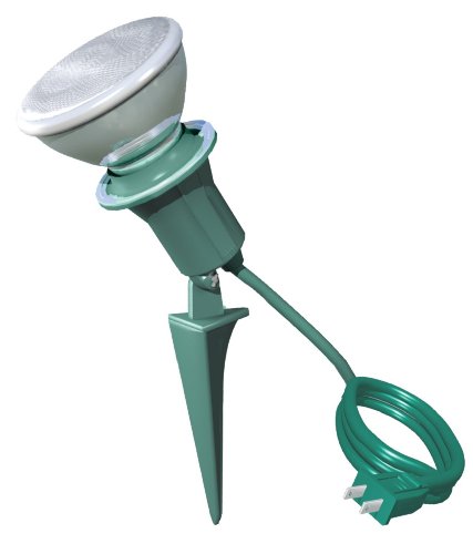 Stanley 31263 Outdoor Flood Lamp Holder with Ground Stake and 6-Foot Extension Cord, Green