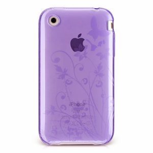 LE Light Orchid Purple Butterfly Flower Garden Crystal Soft Skin Candy Silicone Case for Apple Iphone 3g 3gs