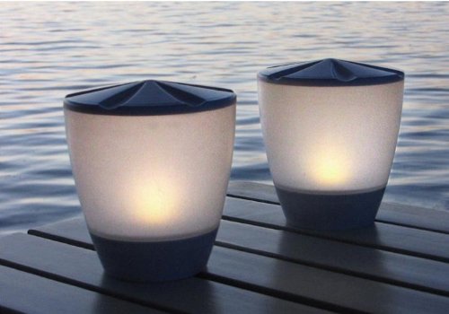 Solar Patio Table Lamp LED Candle Accent Light – Turner, A Unique 2 Sided Lantern, Warm White LED