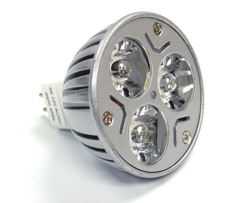 LEDwholesalers MR16 Bi-Pin (GU5.3)LED Spot Light Bulb with High Power 3×1 Watt For Track Light, Landscaping 20 Watt Halogen Replacement, white, 1230WH