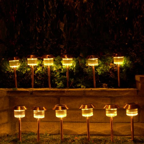 Homebrite Copper Garden Landscape Solar Light with Natural Warm Light, 30867, Small, Belmont, Set of 12, Copper