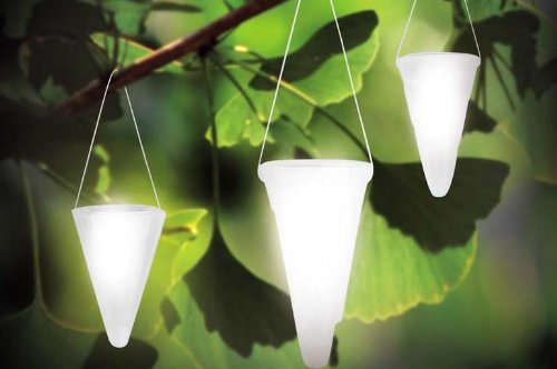 Hanging Solar Garden Light – Cornet Shaped Solar Lights, Solar Tree Lighting – Set of Three (3) Lights