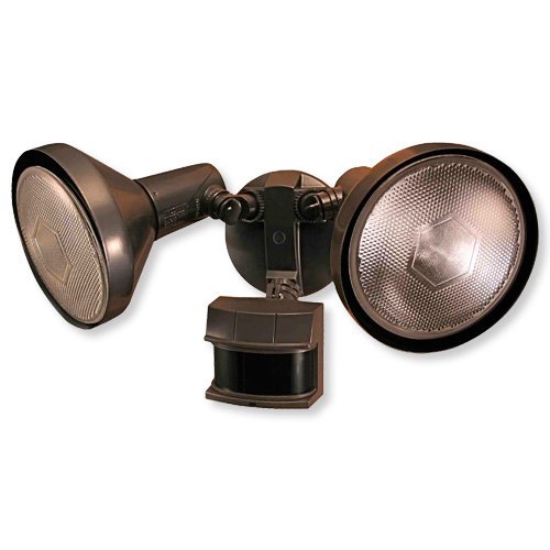 Heath Zenith SL-5318-BZ-E Motion-Sensing Shielded Wide-Angle Twin Security Light, Bronze