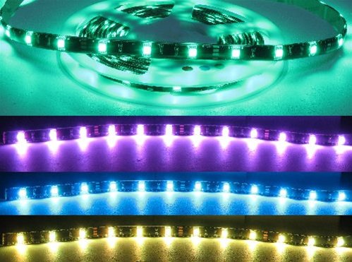 Flexible Color Changing RGB Ribbon Flexible LED Light Strip 12v (5m 16.4ft/reel) By Ledwholesalers, 2034rgb