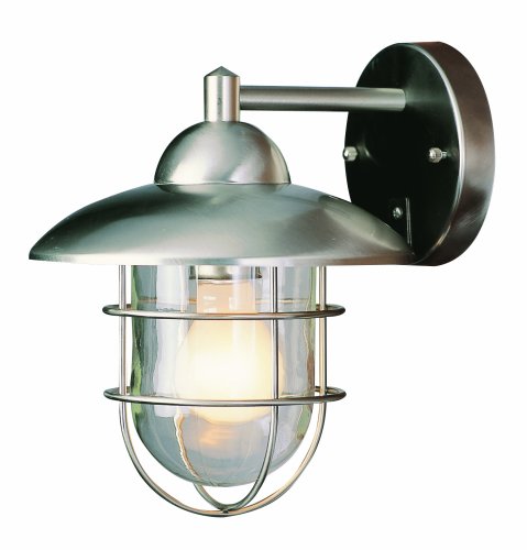 Trans Globe Lighting 4371 ST Coastal Coach 12-Inch Outdoor Wall Lantern, Stainless Steel