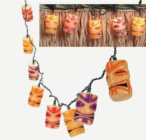 Tiki Head Light String Set – Luau Party Patio Lights