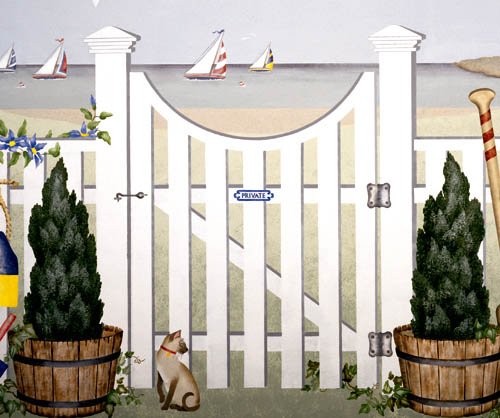 Porthole Gate & Fence Garden Gate Mural Stencil – Stencil only – 10 mil medium-duty