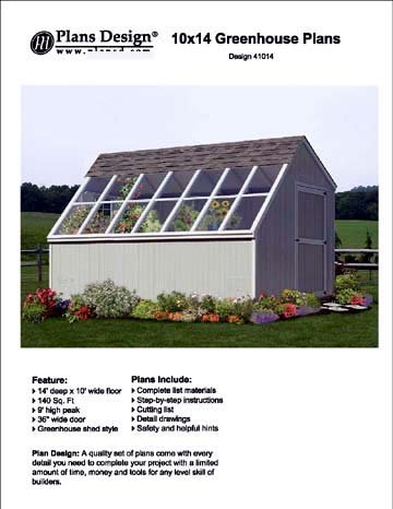 10′ x 14′ Backyard Storage Shed / Garden Greenhouse Project Plans, #41014