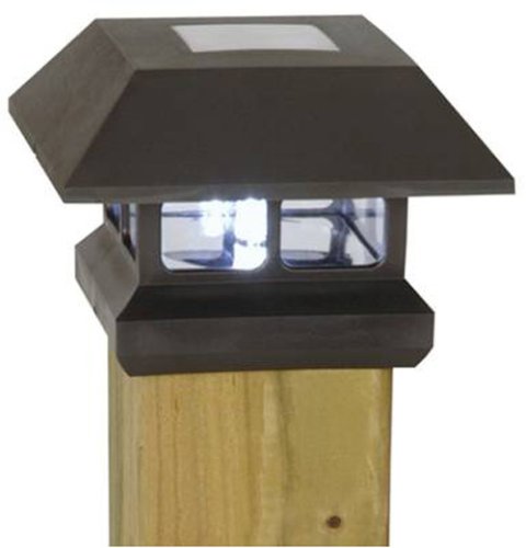 Moonrays 91249 Solar-Powered Black Plastic Post-Cap LED Lamp Light