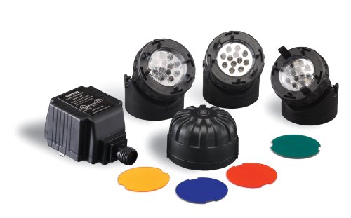 Sunterra 300309 Submersible Light Kit for Water Gardens, Three Lights with Transformer, Black