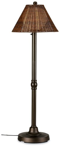 Shangri-La Wicker 12207 Bronze Body Floor Lamp 60-inches Tall Walnut Pvc Wicker Shade with 20-inch Dia Shade