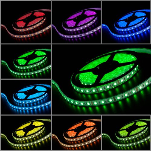 High Visible 300 5050 SMD LED Ribbon Strip Rope Tube Light 16.4FT RGB Color Changing W/ Remote Control Power Supply Flexible Weatherproof For Golf Cart Boat Decoration Car Center Grille Lower Bumper Splash License Plate Lighting