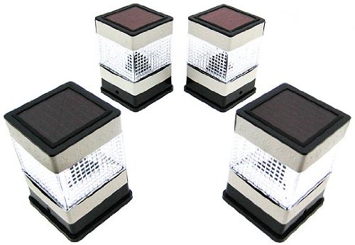 Set Of 4 Solar Powered Fence Post Cap Lights Deck