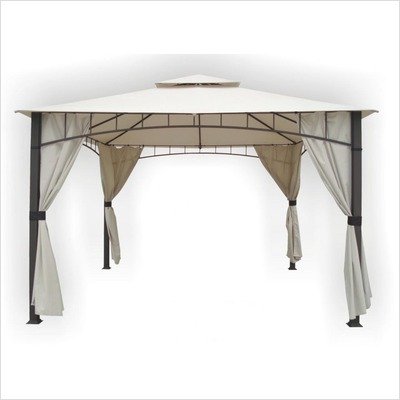 DC America SHGO12105MBR-GM Soho 10-Foot x 12-Foot Square Column, Two Tier Gazebo with Faux Privacy Screen, Bronze