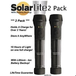 HYBRID SOLAR POWERED FLASHLIGHT WITH EMERGENCY BATTERY BACKUP BLACK (*2-pack*)