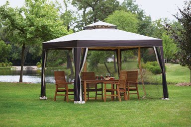 GAZEBO VENTED CANOPY ZIPPERED MESH SCREEN 10’X10′