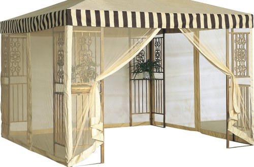 DC America GOS1010-BB 10-Foot by 10-Foot Gazebo Screen, Polyester, Beige with Beige Trim