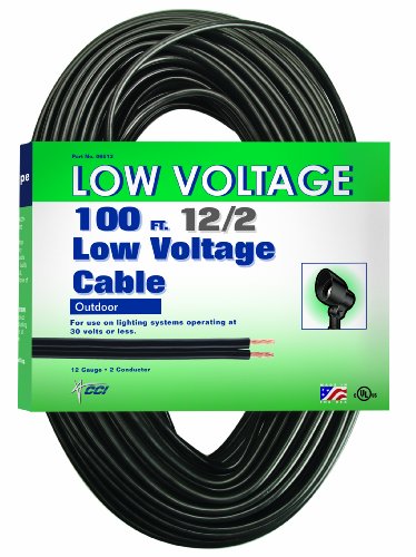Coleman Cable 09513 12/2 Low Voltage Direct Burial Garden Light Cable, Black, 100-Feet