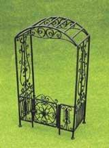 Dollhouse Miniature Black Filigree Arbor with Gate