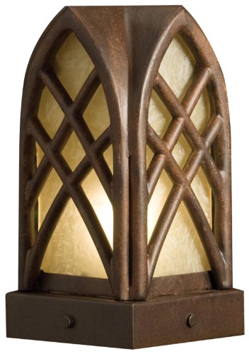 Kichler Lighting 15479TZT Cathedral Post Light 12-Volt Deck and Patio Light, Textured Tannery Bronze with Dark Citrine Glass