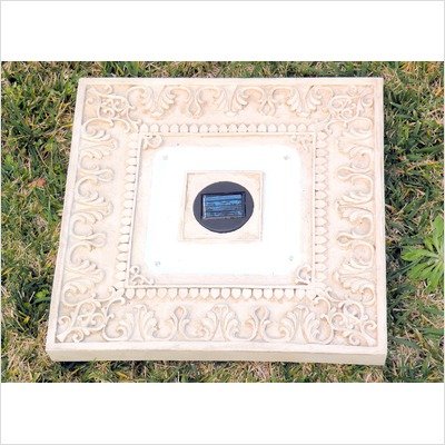 Homebrite Polyresin Garden Landscape Solar Lighted Stepping Stones, 30839, Square, White