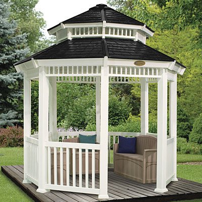 Suncast 12-Feet by 12-Feet Double Roof Gazebo, White