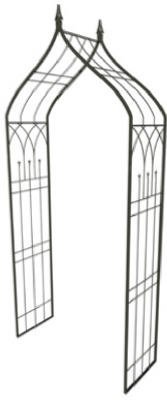 Panacea Products Ogee Top Garden Arbor with Finials, Black