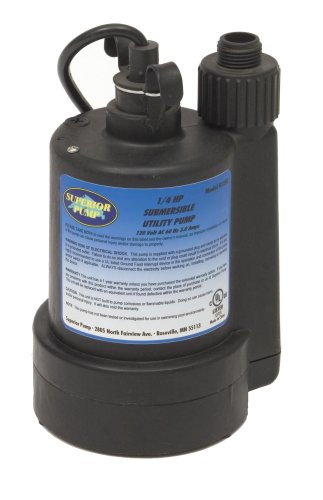 Superior Pump 91250 1/4 HP Thermoplastic Submersible Utility Pump