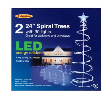 Celebrations Lighting-s E44G4912 “Led Spiral” Tree Driveway Markers 2′ – White