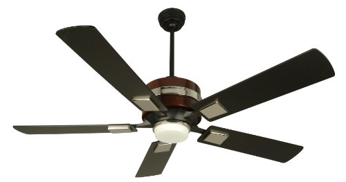 Craftmade FA52RW 5th Avenue 52 Inch Ceiling Fan, Rosewood with Chrome Accents Motor with Flat Black Blades and Integrated Halogen Light Kit