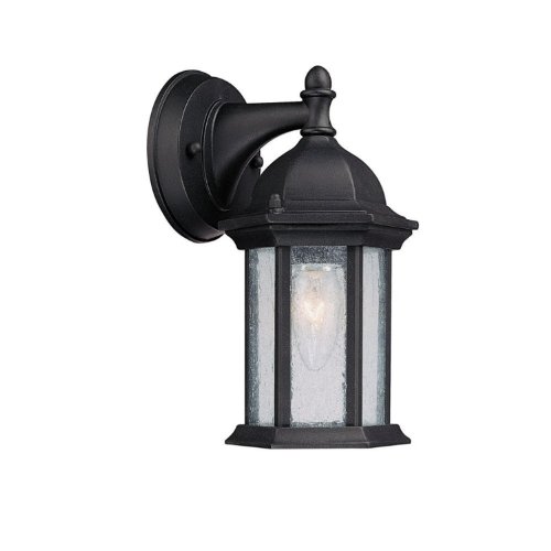 Capital Lighting 9831BK Main Street 1-Light Outdoor Wall Lantern, Black with Seeded Glass