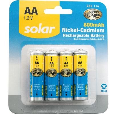 REPLACEMENT 1.2-v (800 mAH) NiCd Solar Batteries for Outdoor Solar LED Lights , Set of Four Batteries