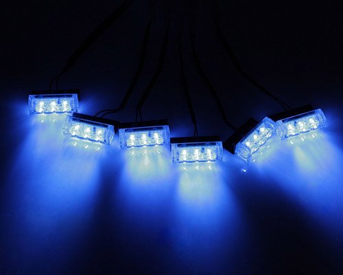 Koolertron 18 LED Vehicle Strobe Lights for Front Grille/Deck – Blue