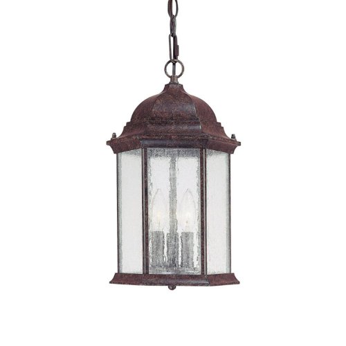 Capital Lighting 9836NT Main Street 3-Light Outdoor Hanging Lantern, New Tortoise with Seeded Glass