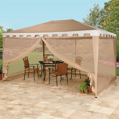 BrylaneHome Oversized Rectangular Gazebo (TAUPE,0)