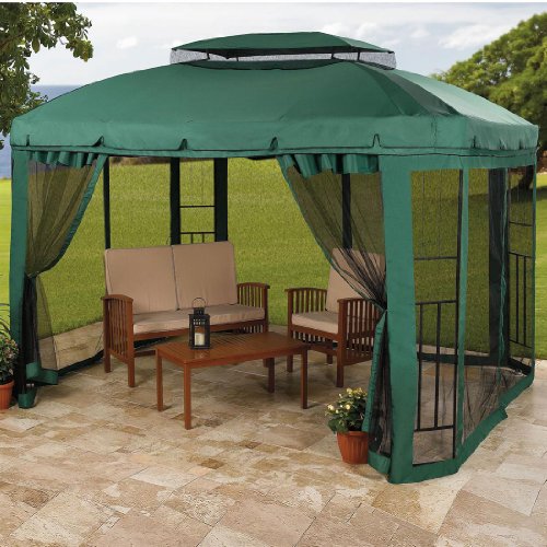 BrylaneHome Water-Resistant Frame Gazebo (HUNTER GREEN,0)