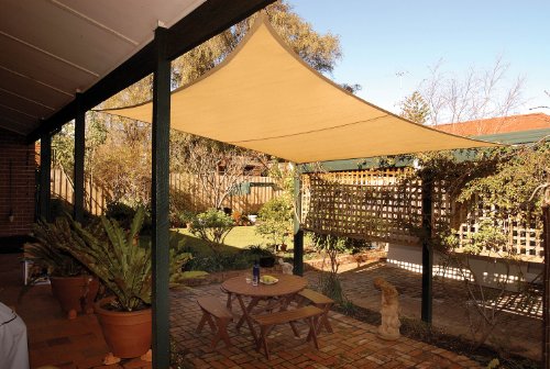 Coolaroo Square Shade Sail 11 Feet 10 Inches with Hardware Kit, Desert Sand