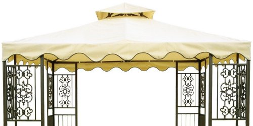 DC America GOT680-BB 10-Foot by 10-Foot Gazebo Replacement Top, 2-Tier, Beige with Brown Trim