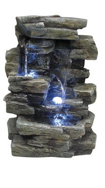Alpine Waterfall Tabletop Fountain w/ LED Lighting