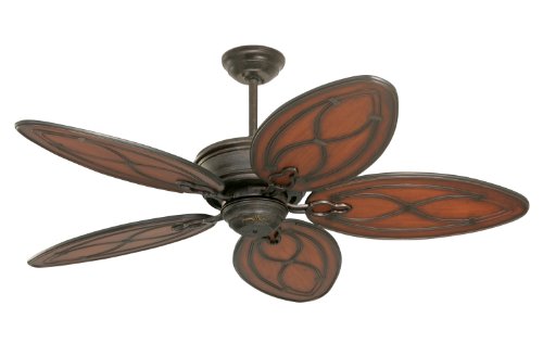 Tommy Bahama TB311DBZ Copa Breeze Indoor/Outdoor Ceiling Fan, 52-Inch Span Distressed Bronze Finish, All-Weather Medium Antique Brown Blades