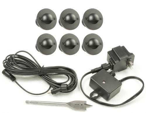 Paradise GL28106BK6 Low Voltage Cast LED Deck Light Kit, Black