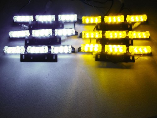 Rupse 54 LED Emergency Vehicle Strobe Lights/Lightbars Deck Dash Grille -Amber and White