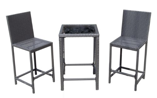 AZ Patio Heaters AW-226C Bar Height Bistro Set, Charcoal Wicker