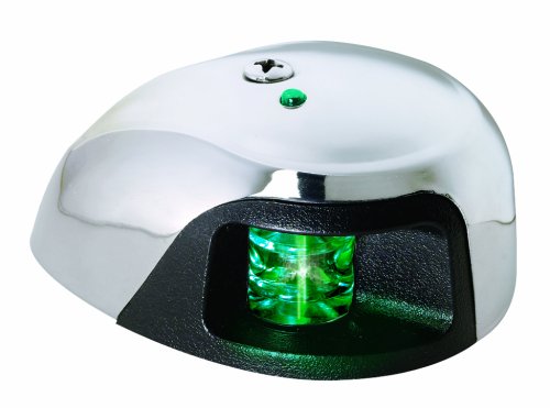 Attwood LED 2-Mile Deck Mount Navigation Bow Light, Stainless Steel (Starboard/Green Lens)