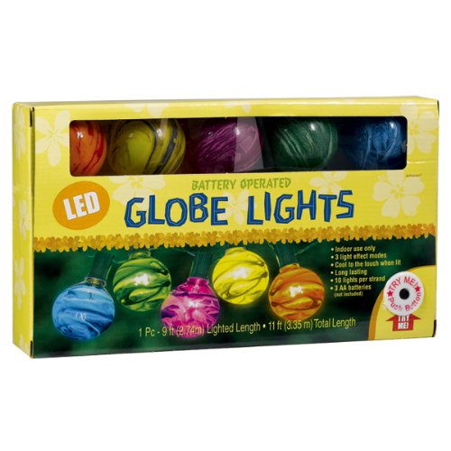 Grasslands Road LED 9-Foot Multi Color Changing Globe Strand Indoor Patio Lights, Battery Operated