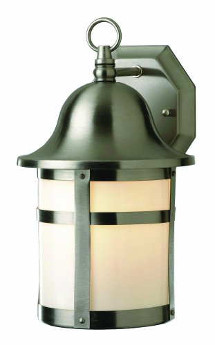 Trans Globe Lighting 4580 BN 12-1/2-Inch 1-Light Outdoor Wall Lantern, Brushed Nickel