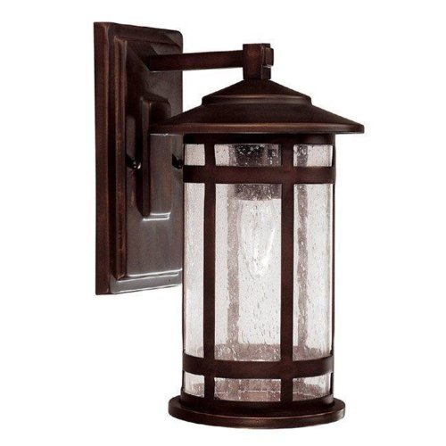 Capital Lighting 9951BB Mission Hills 1-Light Outdoor Wall Fixture, Burnished Bronze with Seeded Glass