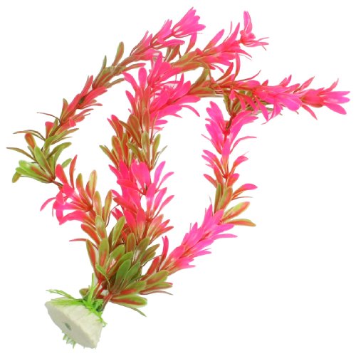 Fuchsia Light Green Plastic Tank Aquarium Ornament Plant